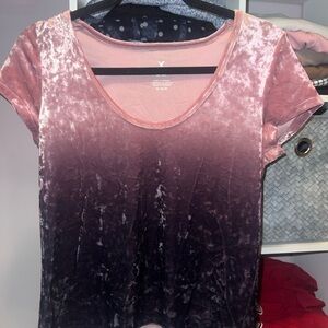 American Eagle Outfitters Velvet Pink and Black Short Sleeve T-Shirt